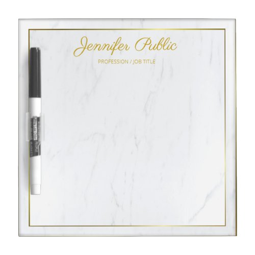 Marble Handwritten Gold Name Modern Personalized Dry Erase Board