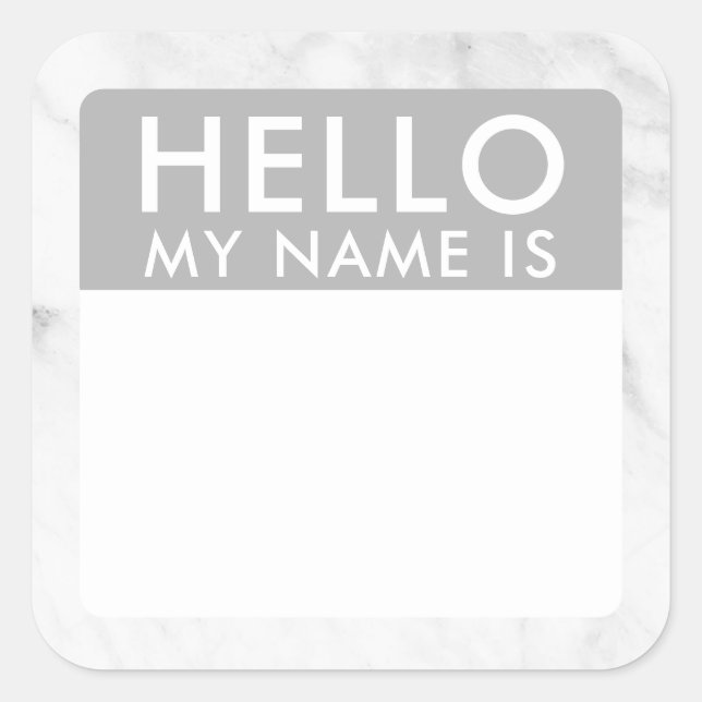 Marble Hello My Name Is Stickers (Front)