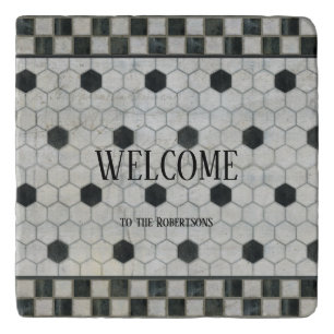 Marble Hexagon Checkerboard Farmhouse Vintage Trivet