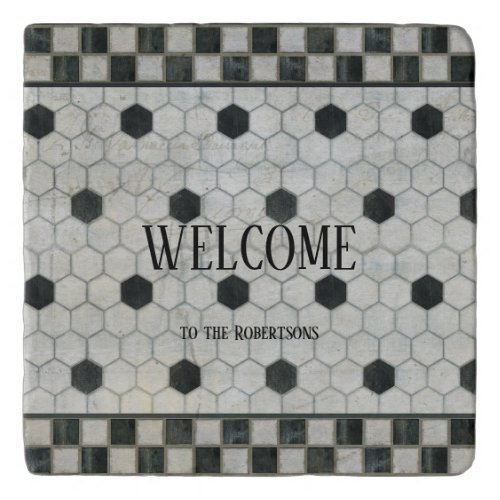 Marble Hexagon Checkerboard Farmhouse Vintage Trivet