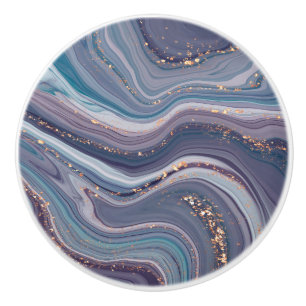 Marble In Blue And Purple Ceramic Knob