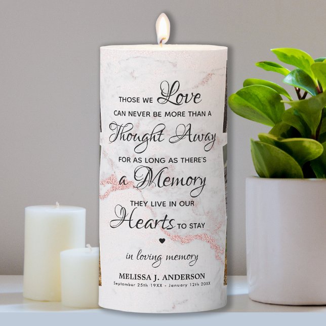 Marble In Loving Memory 6 Photo Keepsake Memorial Pillar Candle (Creator Uploaded)