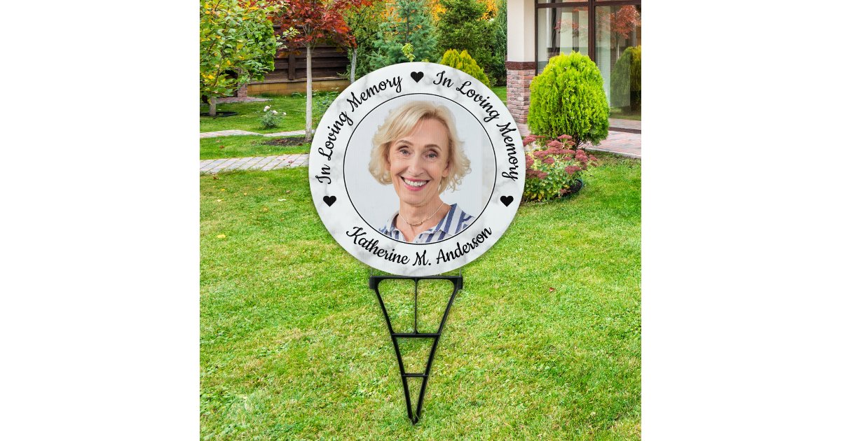 Marble In Loving Memory Custom Photo Memorial Sign | Zazzle