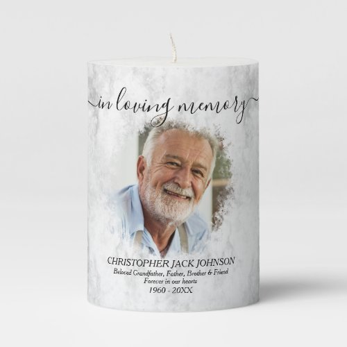 Marble In Loving Memory Funeral Memorial Tribute Pillar Candle