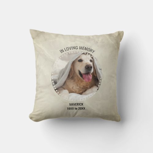 Marble IN LOVING MEMORY Pet Memorial Photo Throw Pillow