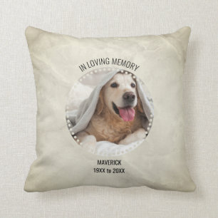Marble IN LOVING MEMORY Pet Memorial Photo Throw Pillow