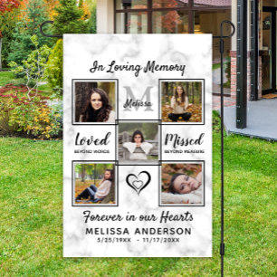 Marble In Loving Memory Photo Collage Memorial Garden Flag