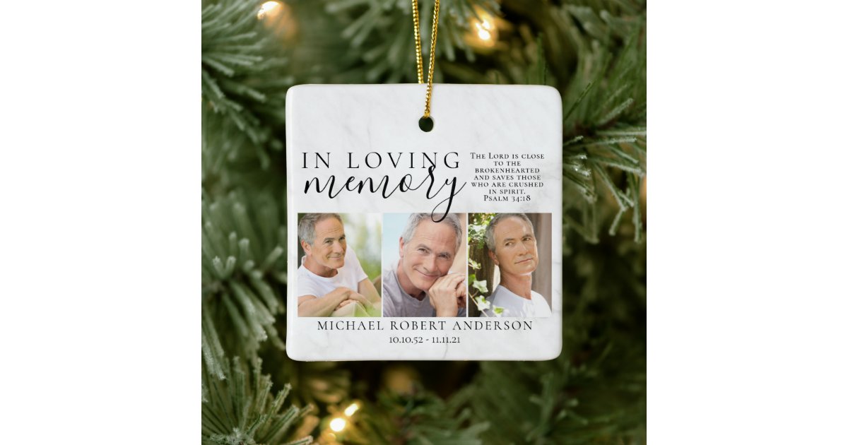 Marble In Loving Memory Photo Memorial Tribute Ceramic Ornament | Zazzle