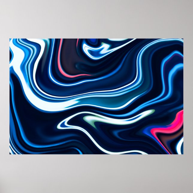 Marble ink colorful. Blue marble pattern texture a Poster (Front)