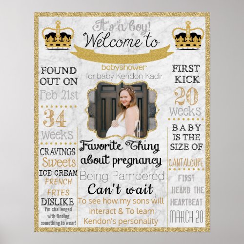 Marble King Its a Boy Baby Shower sign poster