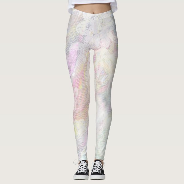 *~* Marble Lace Iridescent Pastel Pinks Blues Leggings (Front)