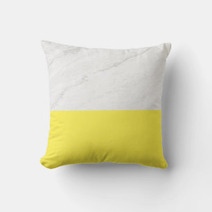 Marble lemon yellow throw pillow