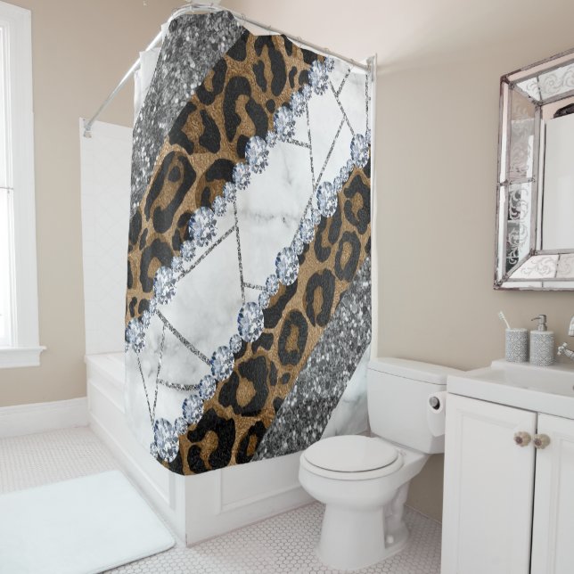 Marble Leopard Shower Curtain (In Situ)