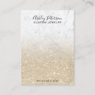 Marble light gold glitter jewelry earring display business card
