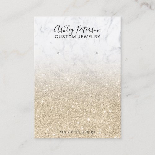 Marble light gold glitter jewelry earring display business card