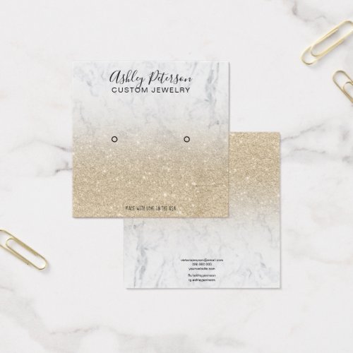 Marble light gold glitter stud earring display