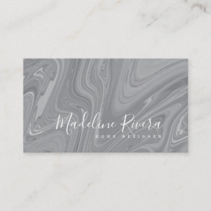 Marble Liquid Agate Style Salon Home Interior Gray Business Card