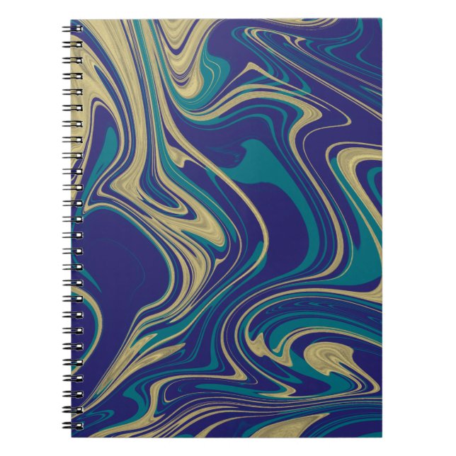Marble Liquid Faux Gold Blue Greenish     Notebook (Front)