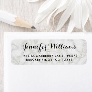 Marble Look Faux Gold Accents Return Address Label