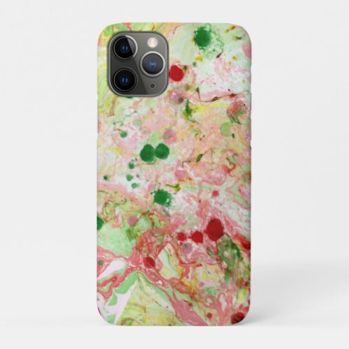 Marble Look Modern Abstract Pink Red Yellow Green iPhone 11 Pro Case