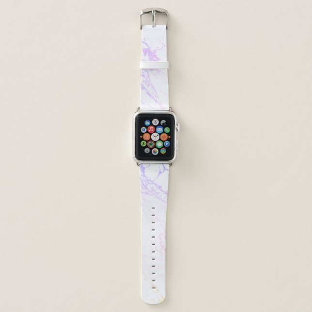 MARBLE LOOK PATTERN WHITE PINK PURPLE APPLE CUSTOM WATCH BAND (Front)