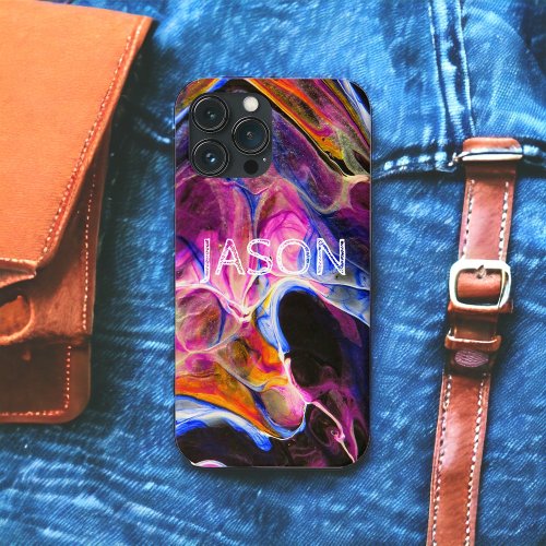 Marble Look Rich Blues Purple Personalized  iPhone 13 Pro Max Case