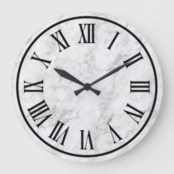 Marble Look Roman Numerals Large Clock by idesigncafe at Zazzle