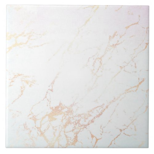 Marble look Rose Gold White Tile
