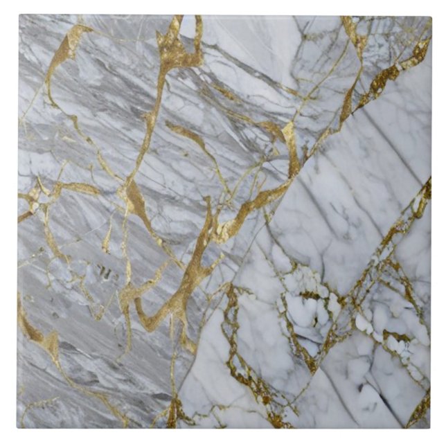 Marble Look Tile with Gilded Veins (Front)