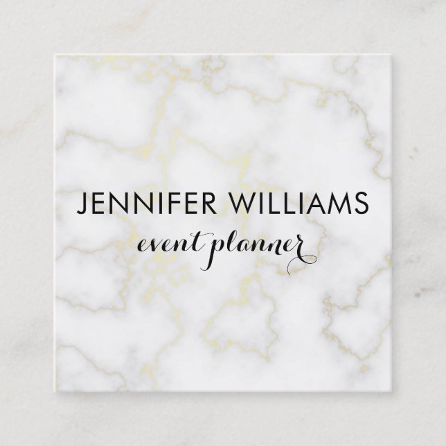 Marble Look with Faux Gold Accents Business Card (Front)