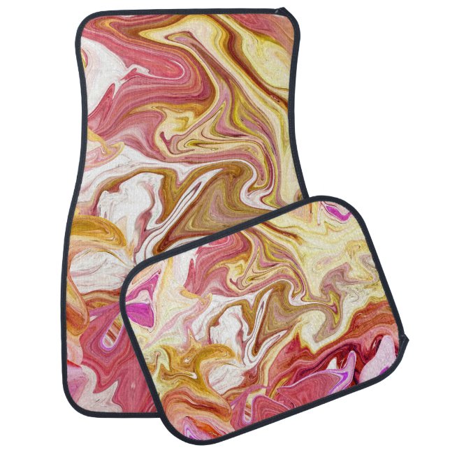 Marble Magic: Colorful Abstract Design Car Floor Mat (Set)