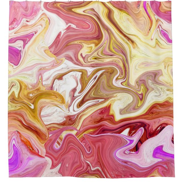 Marble Magic: Colorful Abstract Design Shower Curtain (Front)