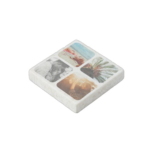 Marble Magnet Your 4 Photos Rounded (Angled)