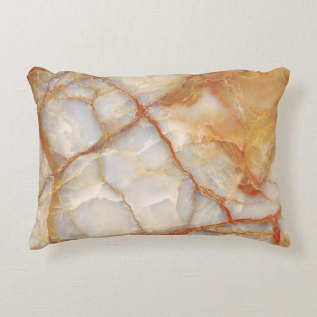 Marble Majesty: Glossy Elegance Accent Pillow (Front)