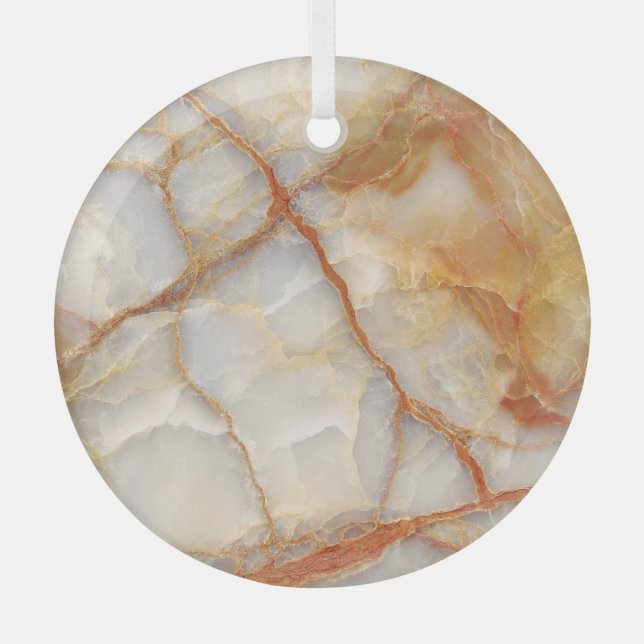 Marble Majesty: Glossy Elegance Glass Ornament (Front)