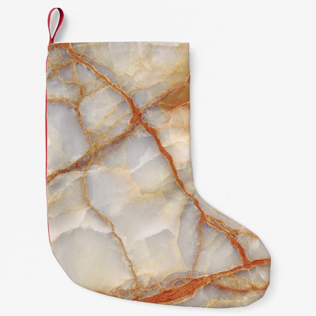 Marble Majesty: Glossy Elegance Small Christmas Stocking (Front)