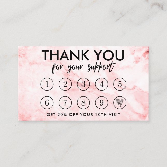 Marble Makeup Hair Thanks Loyalty Card (Front)