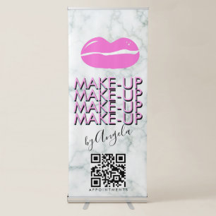 Marble Makeup Salon QR Code Lip Salon Retractable Banner