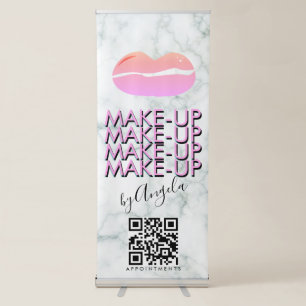 Marble Makeup Salon QR Code Lip Salon Retractable  Banner