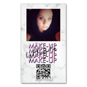 Marble Makeup Salon QR Code Photo Business Card Magnet