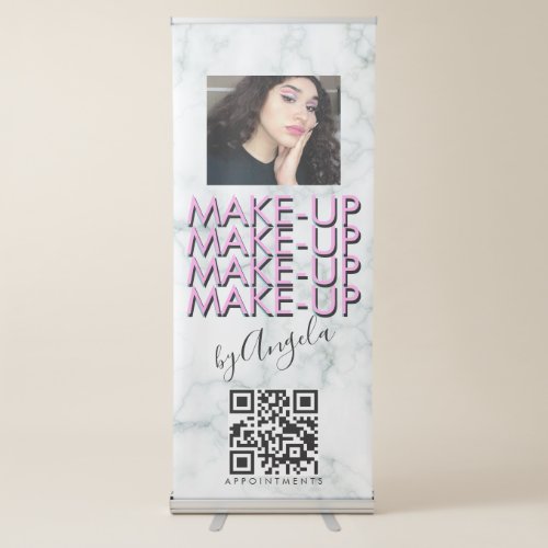 Marble Makeup Salon QR Code Photo  Salon Retractable Banner