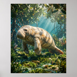 Marble Manatee Lagoon Serenity Print
