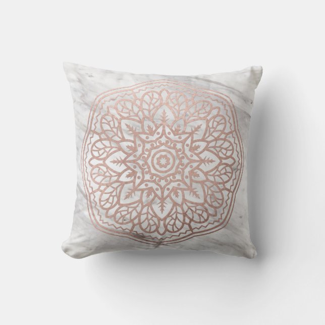 Marble mandala - geometric rose gold cushion (Front)