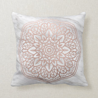 Marble mandala - geometric rose gold cushion