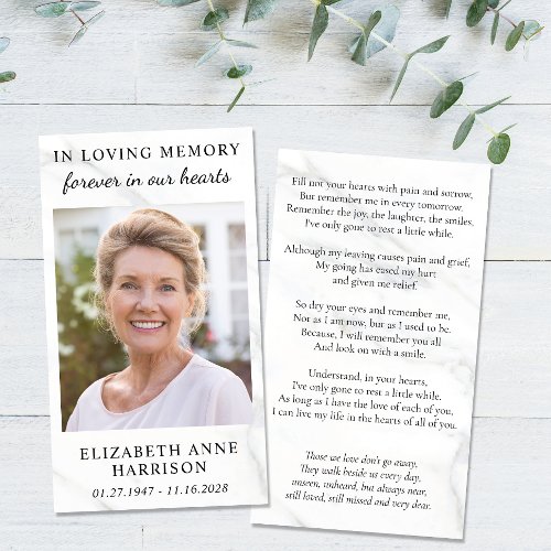 Marble Memorial Funeral Photo Prayer Card