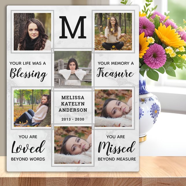Marble Memorial Keepsake Unique Photo Collage Plaque (Creator Uploaded)
