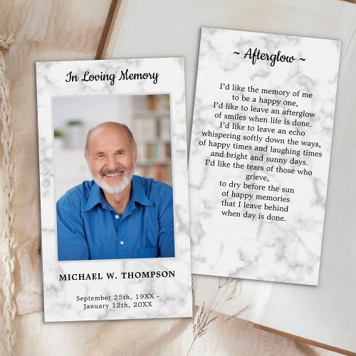 Marble Memorial Sympathy Photo Funeral Prayer Card