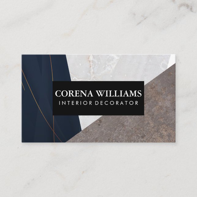 Marble Metal Geometric Business Card (Front)