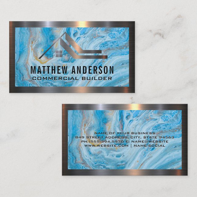Marble | Metal | Real Estate Logo Business Card (Front/Back)