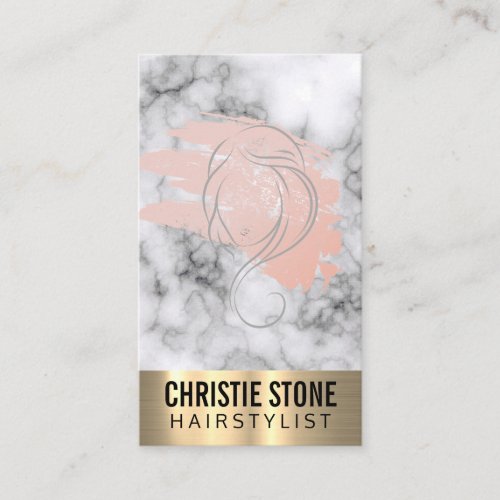 Marble  Metal Trim Beautician Stylist Business Card